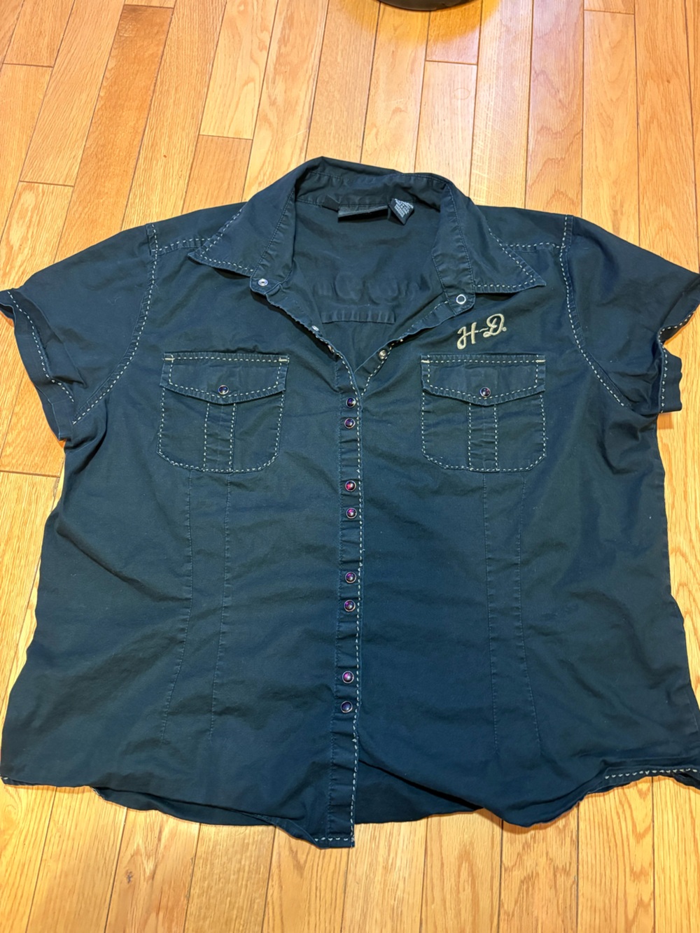 Black Harley Short-Sleeve Button-Up